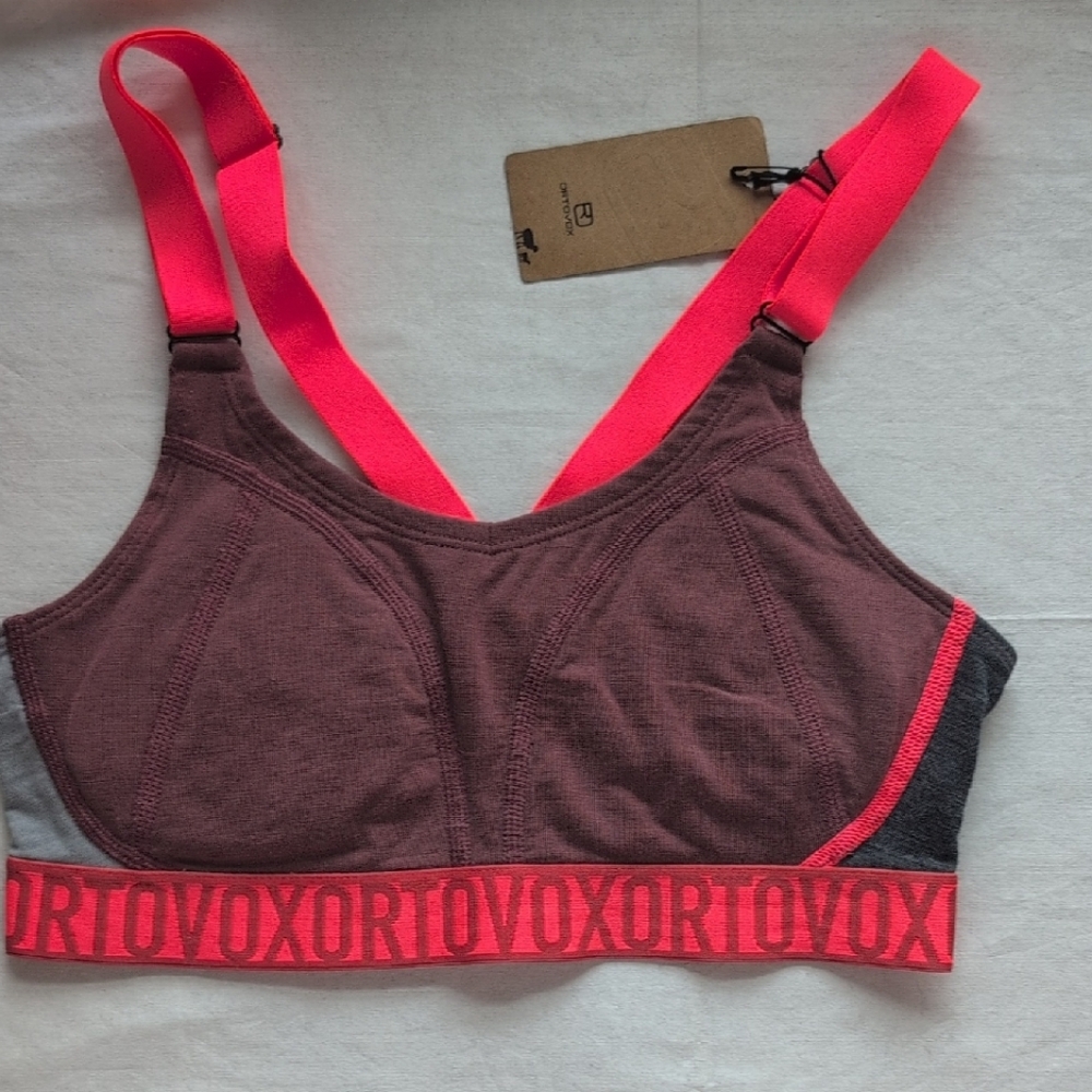 Women's Vibrant Pink and Brown Sports Bra